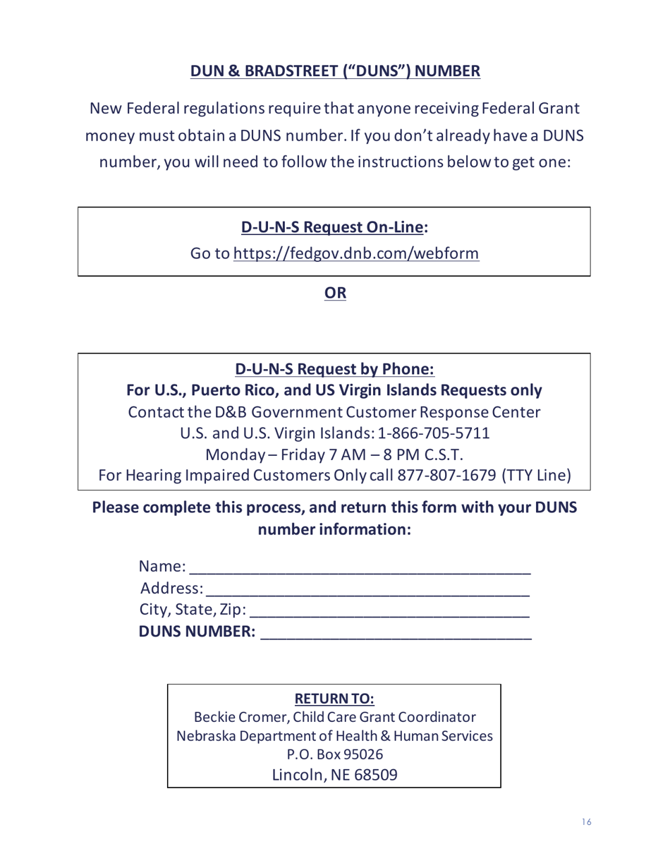 Child Care Start-Up and Expansion Grant Application Form - Nebraska, Page 17