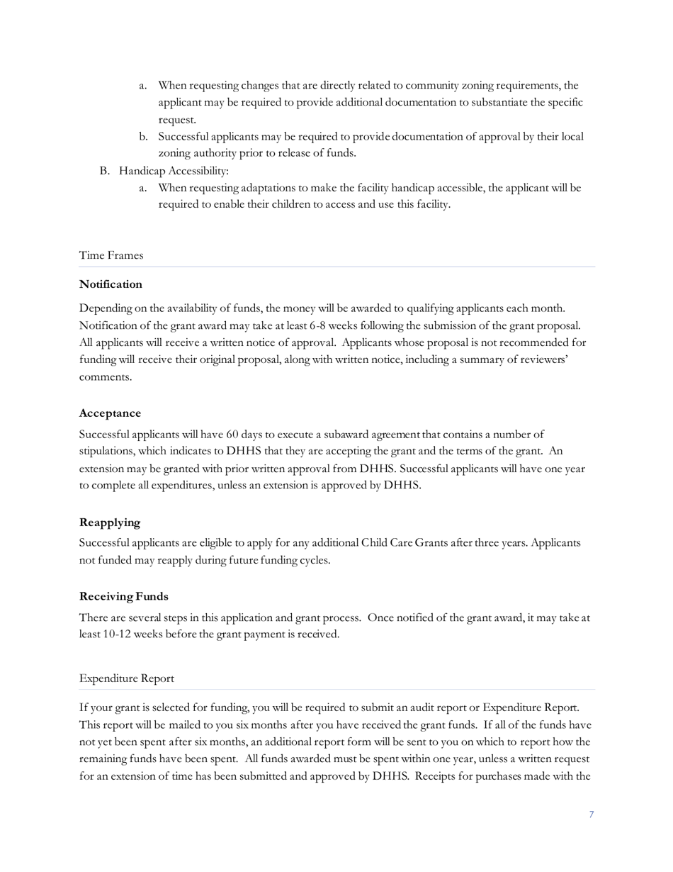 Child Care Start-Up and Expansion Grant Application Form - Nebraska, Page 8