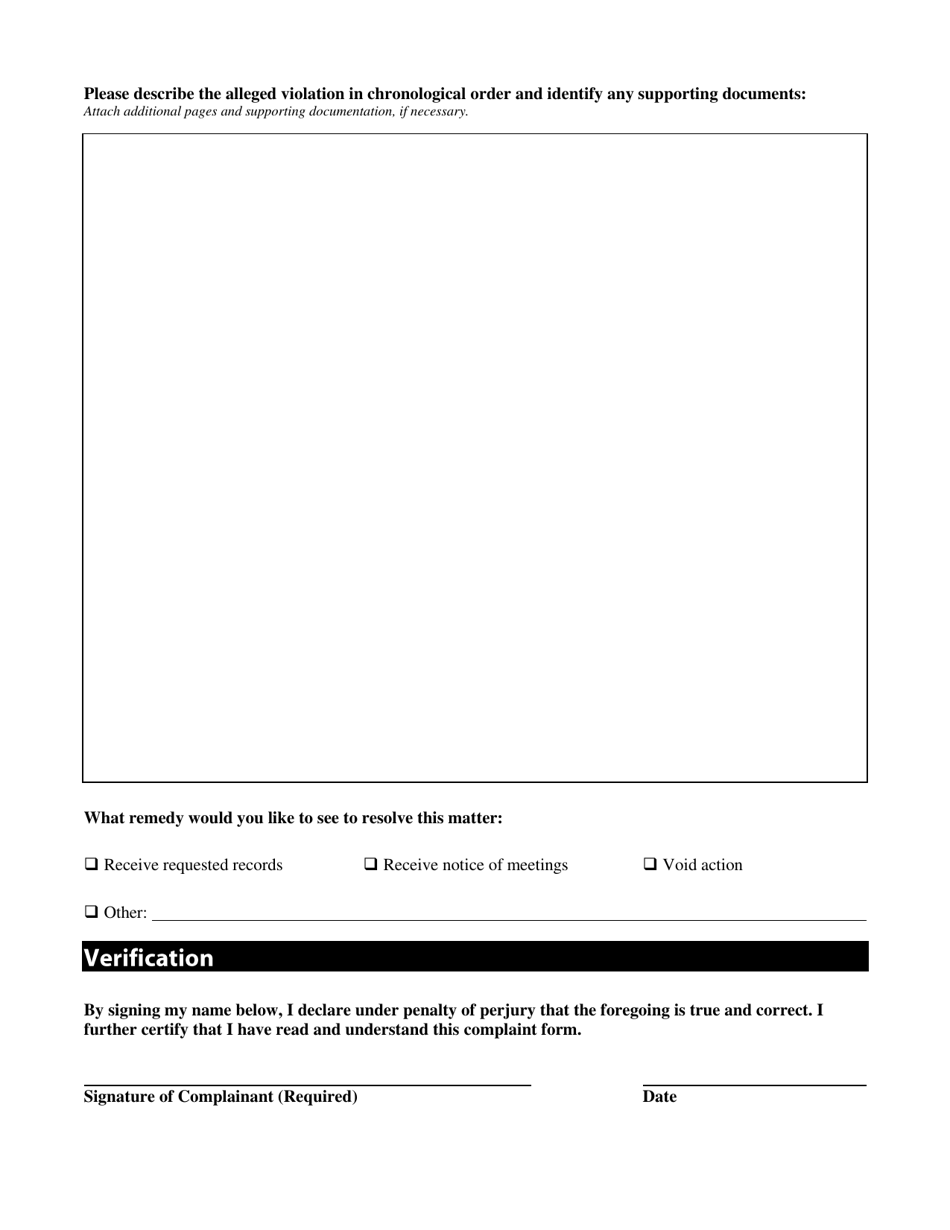 Kansas Open Meetings Act / Kansas Open Records Act Complaint Form - Kansas, Page 3