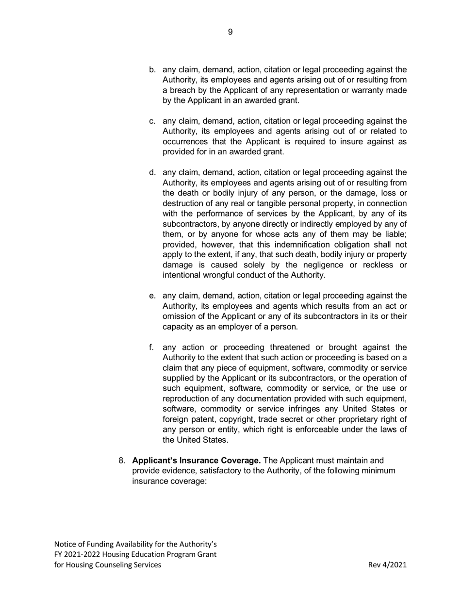 Housing Education Program Grant for Housing Counseling Services - Michigan, Page 9