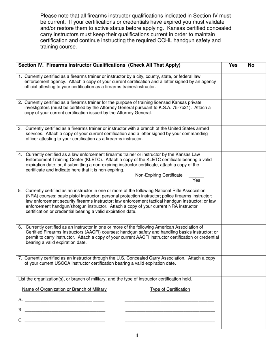 Certified Instructor Application - Kansas, Page 4