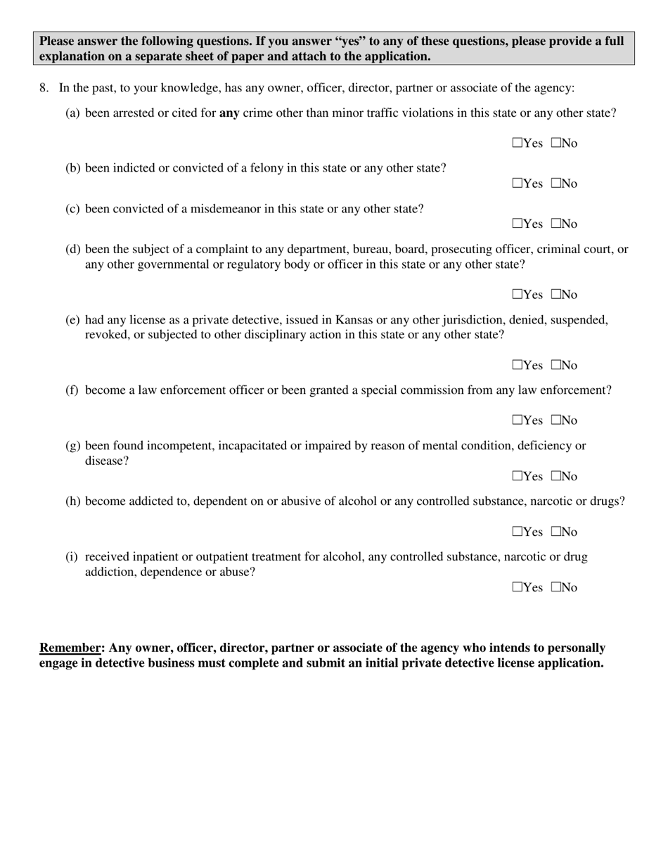 Agency License - Initial Application - Kansas, Page 5