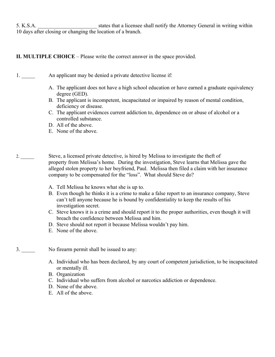 Private Detective - Initial Application - Kansas, Page 23