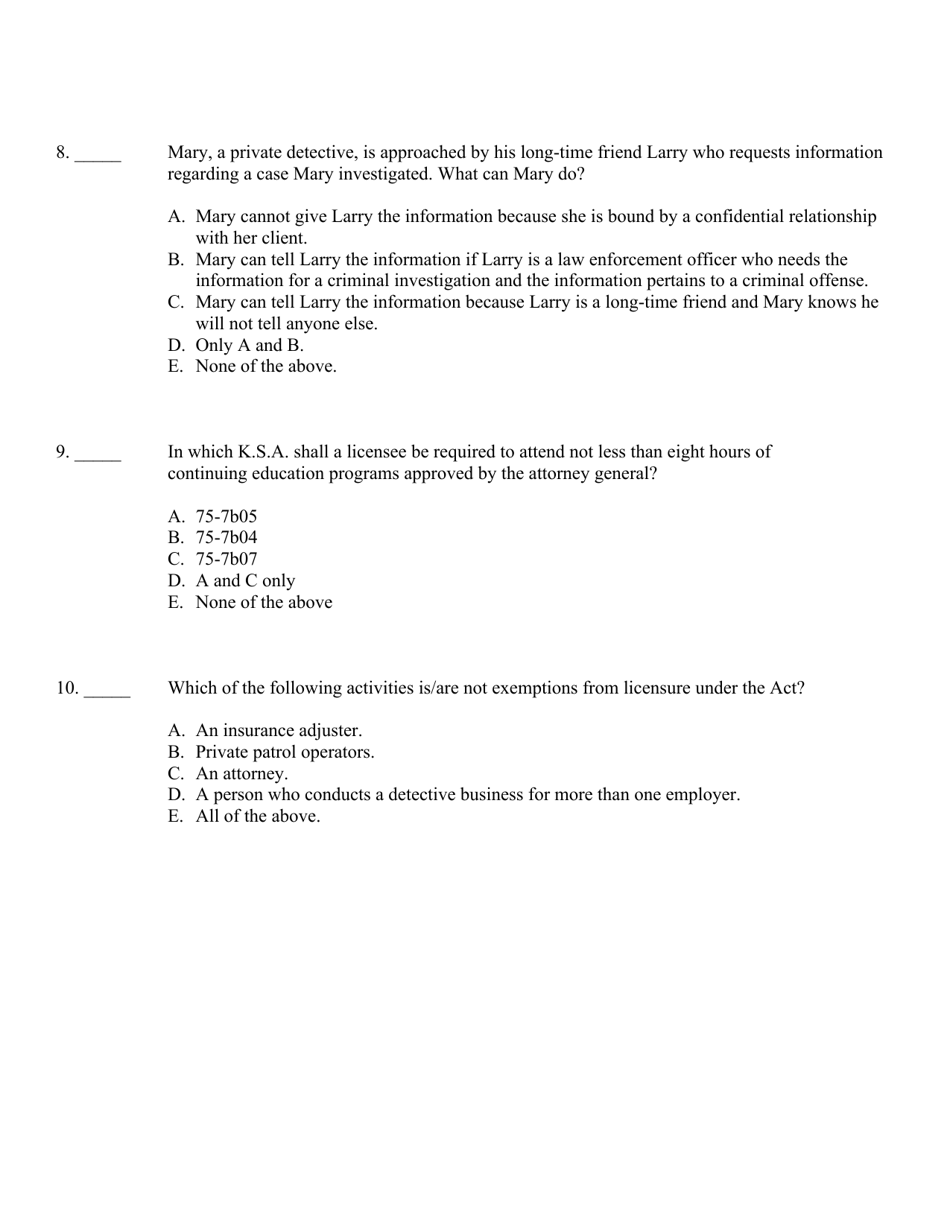 Private Detective - Initial Application - Kansas, Page 25