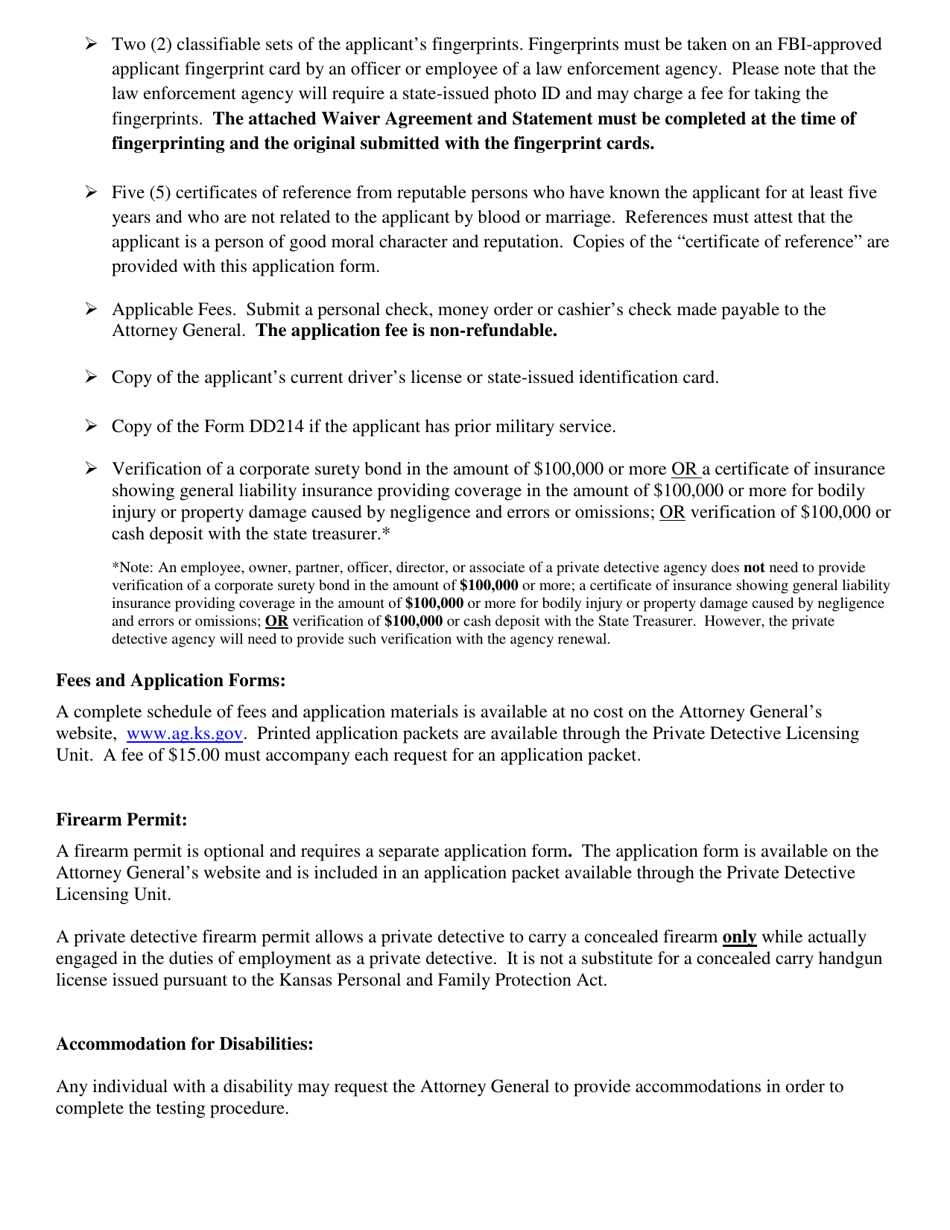 Private Detective - Initial Application - Kansas, Page 2