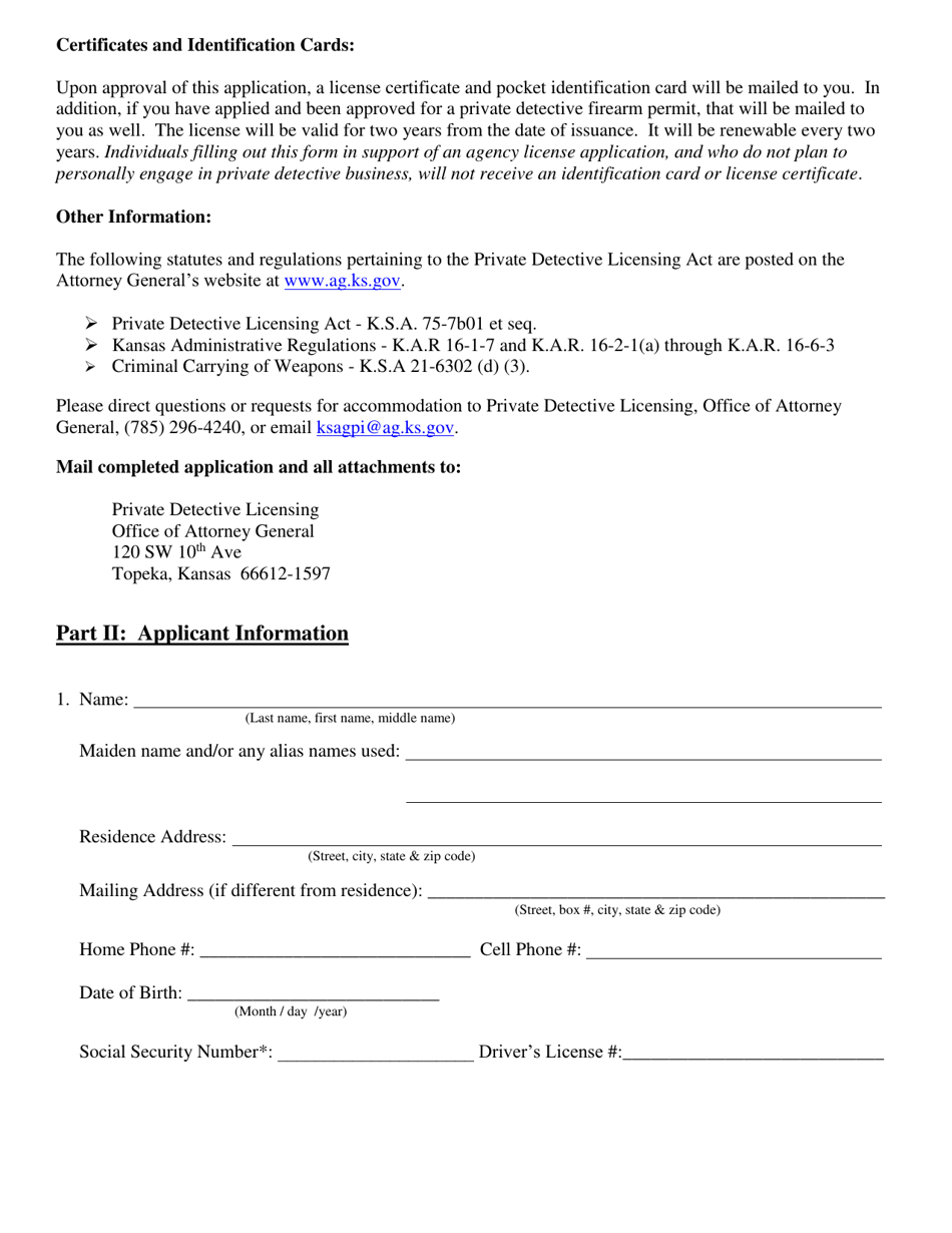 Private Detective - Initial Application - Kansas, Page 3