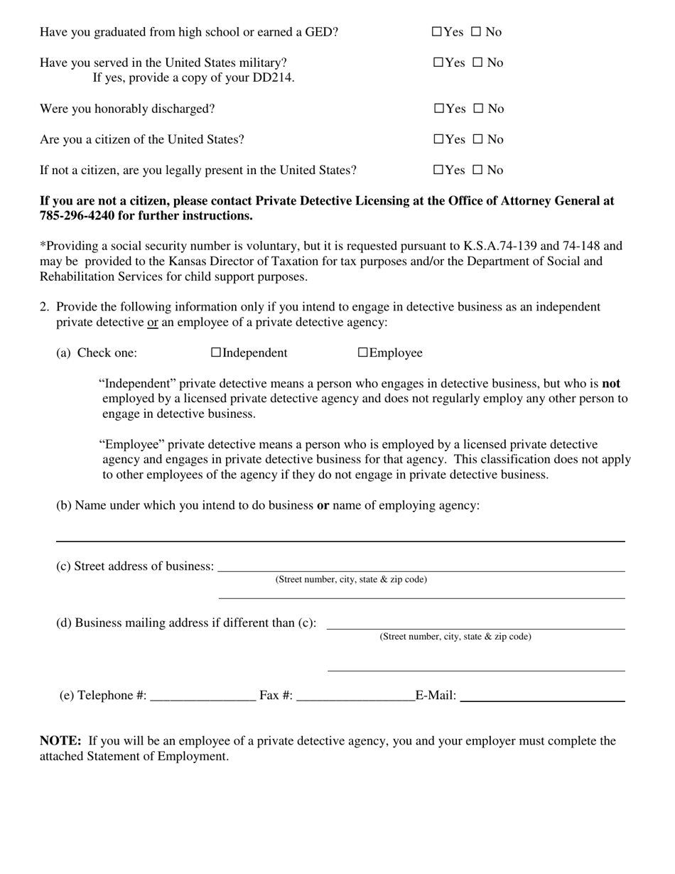 Private Detective - Initial Application - Kansas, Page 4
