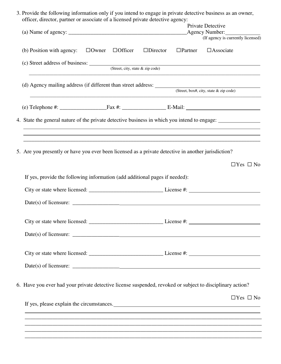 Private Detective - Initial Application - Kansas, Page 5