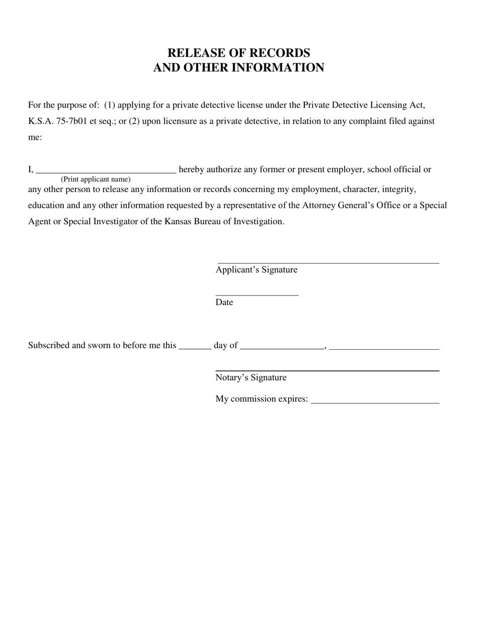 Private Detective - Initial Application - Kansas, Page 9