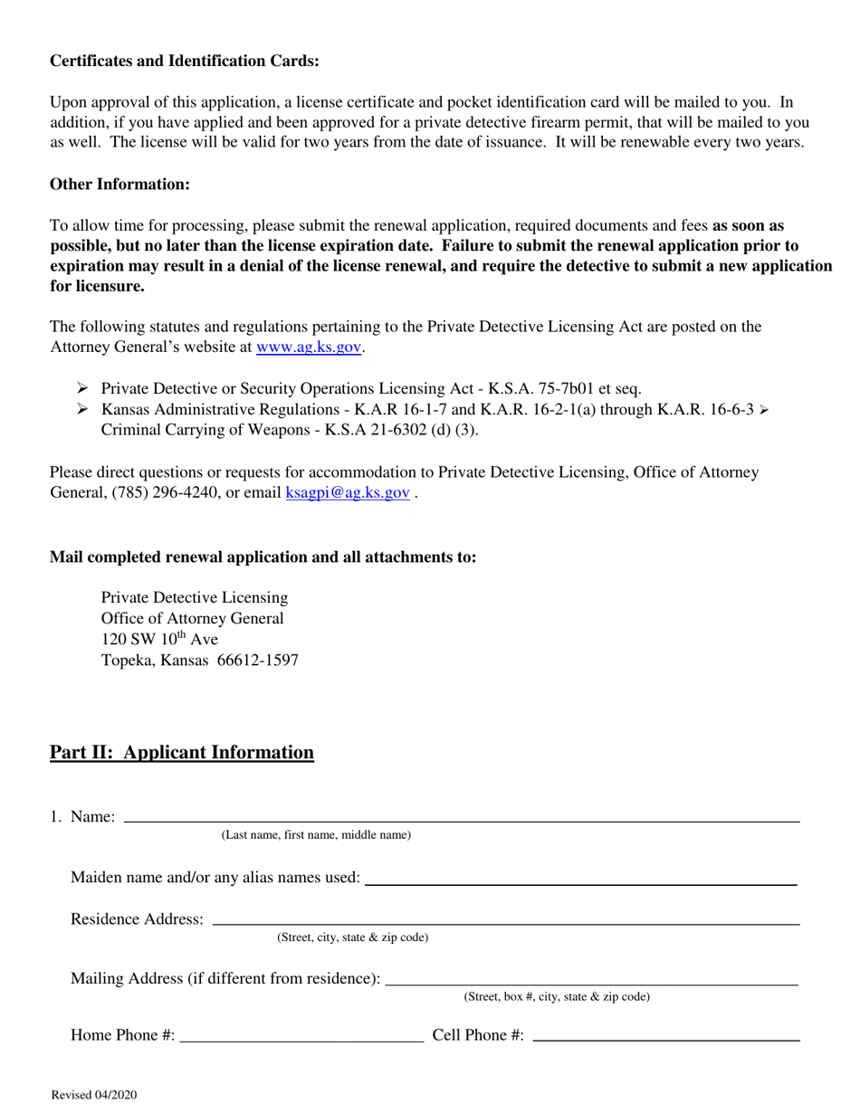 Private Detective - Renewal Application (Covid19) - Kansas, Page 3