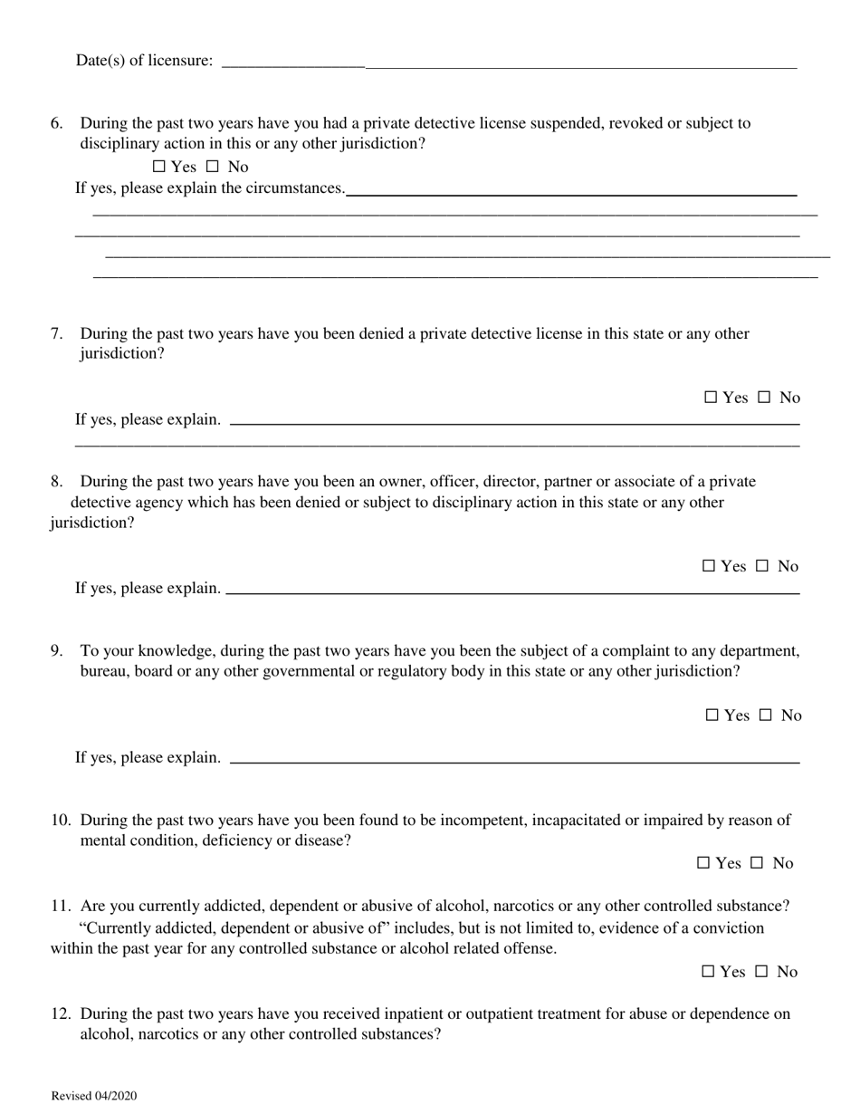 Private Detective - Renewal Application (Covid19) - Kansas, Page 6