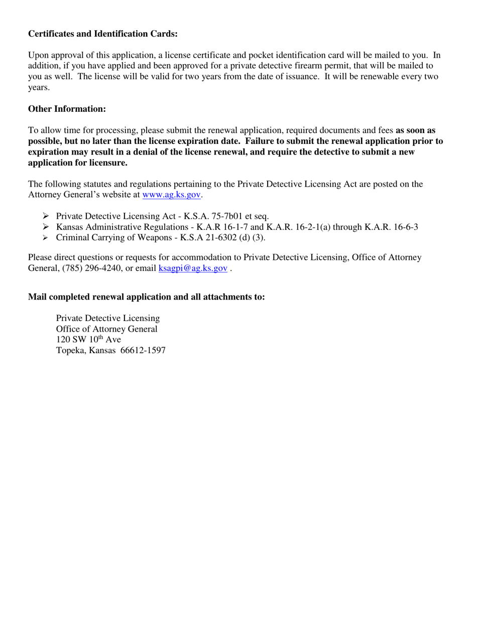 Private Detective - Renewal Application - Kansas, Page 3