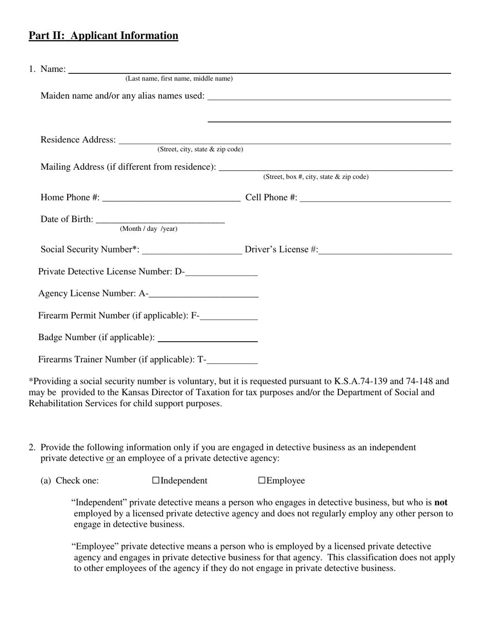 Private Detective - Renewal Application - Kansas, Page 4