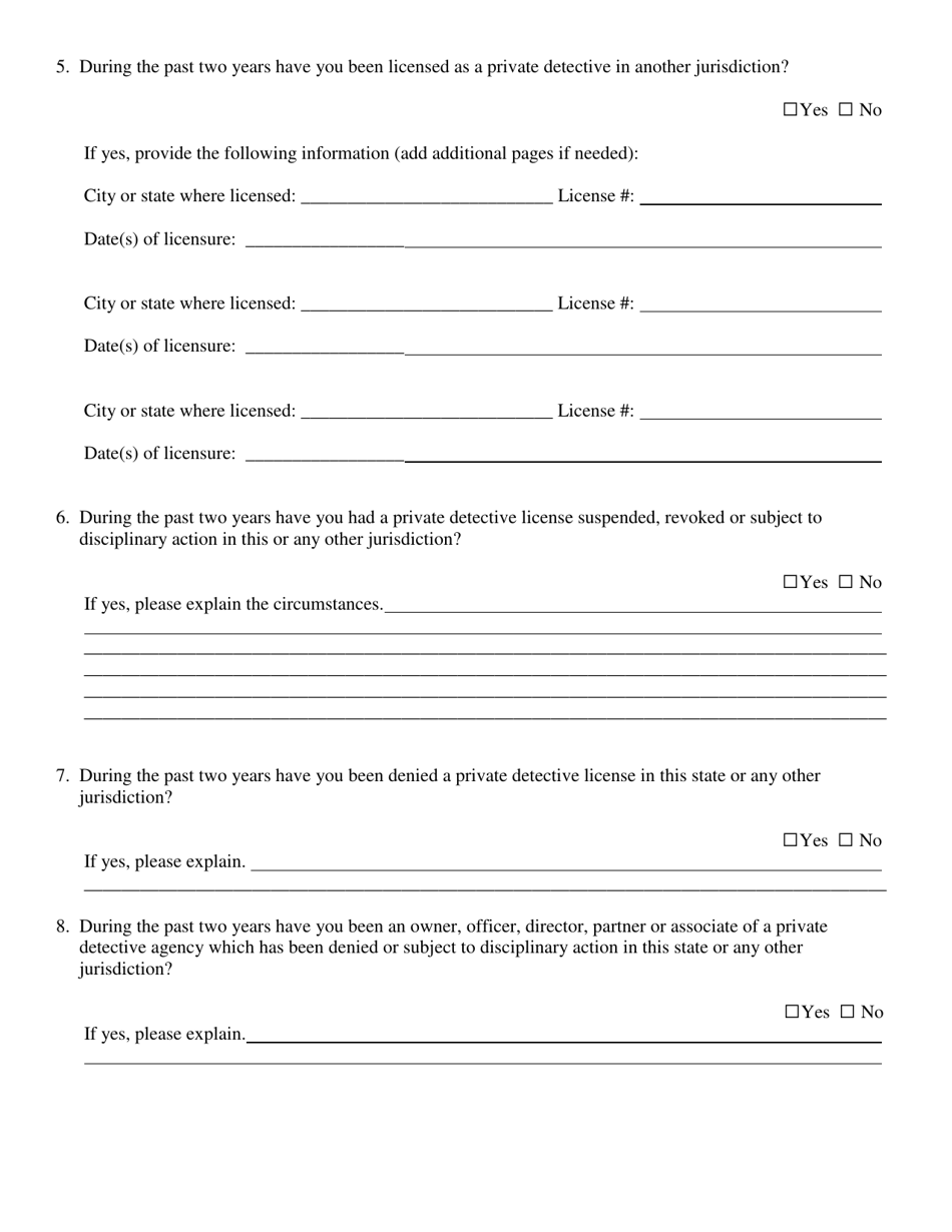 Private Detective - Renewal Application - Kansas, Page 6