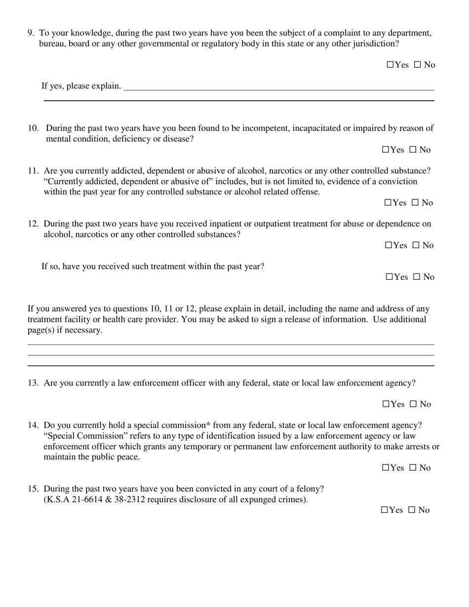 Private Detective - Renewal Application - Kansas, Page 7