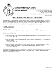 Private Detective - Renewal Application - Kansas