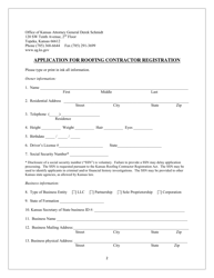 Application for Roofing Contractor Registration - Kansas, Page 2