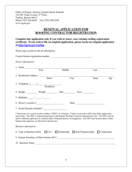 Renewal Application for Roofing Contractor Registration - Kansas, Page 2