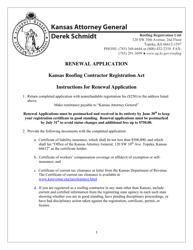 Document preview: Renewal Application for Roofing Contractor Registration - Kansas