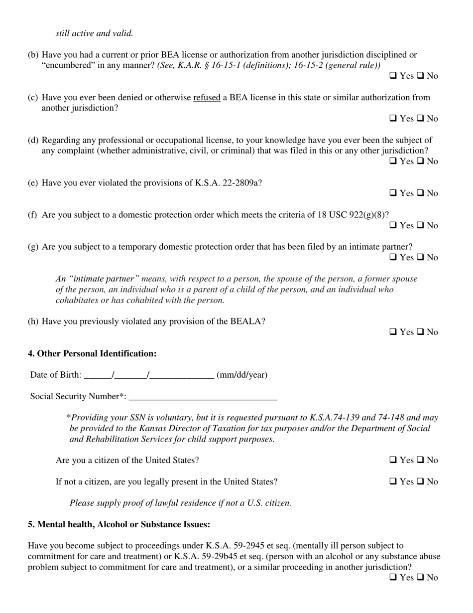 Bail Enforcement Agent Renewal Application - Kansas, Page 4