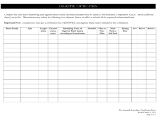 Fire Standards Compliance Certification Form - Kansas, Page 3