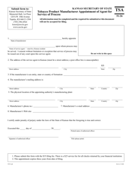 Document preview: Form TSA51-26 Tobacco Product Manufacturer Appointment of Agent for Service of Process - Kansas