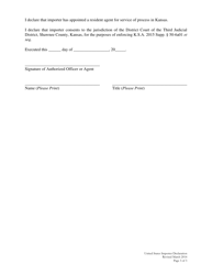 United States Importer Declaration - Kansas, Page 3