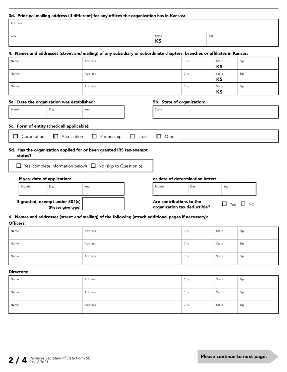 Charitable Organization Registration Statement for Solicitations - Kansas, Page 3