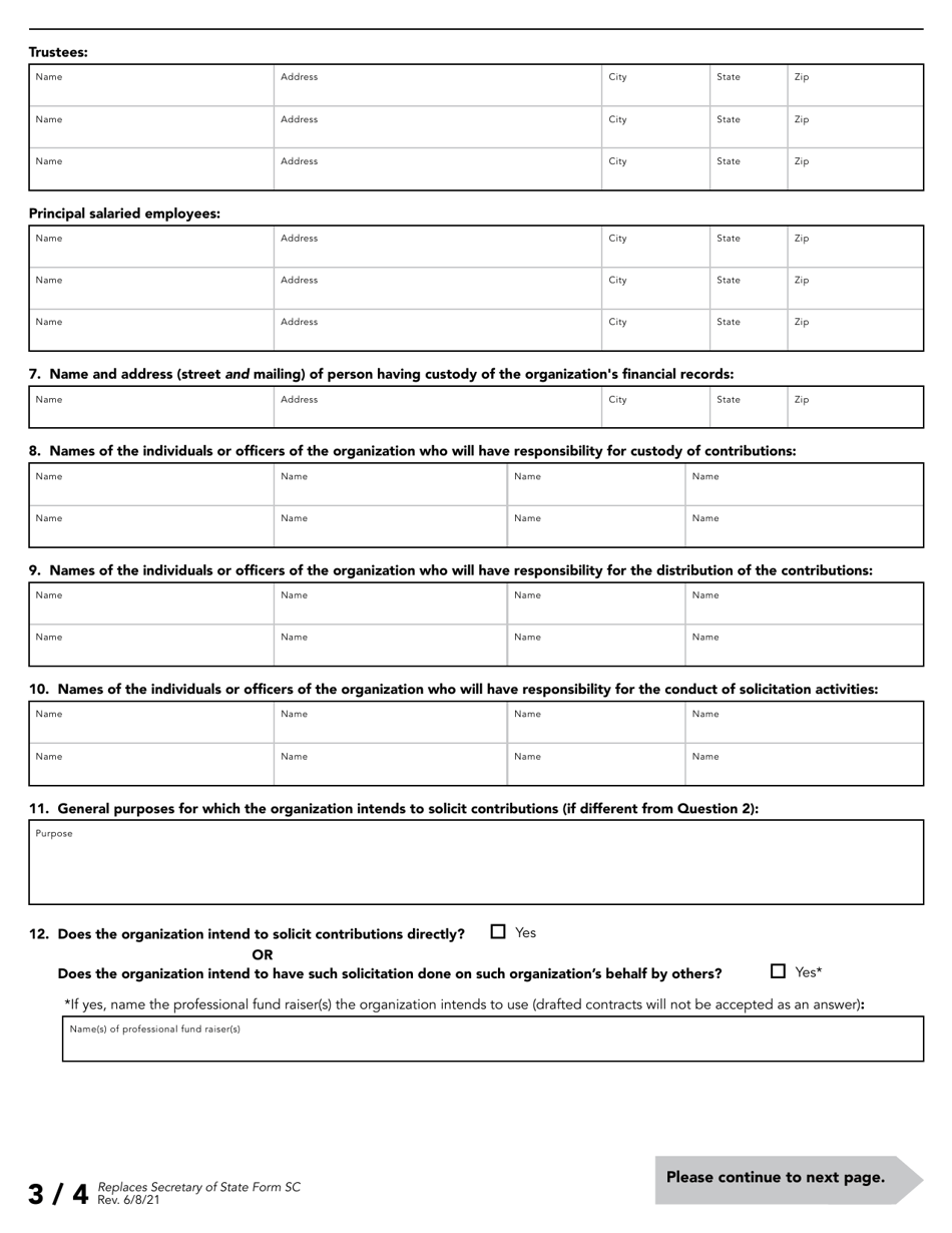 Charitable Organization Registration Statement for Solicitations - Kansas, Page 4