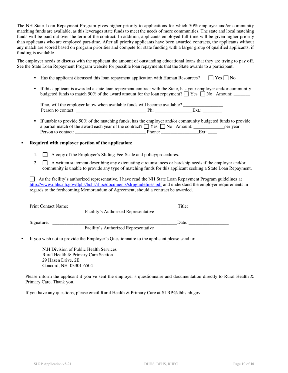 New Hampshire State Loan Repayment Program Application - New Hampshire, Page 10