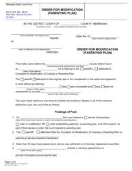Form DC6:15.8 Order for Modification (Parenting Plan) - Nebraska