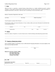 Lobbyist Registration Form - New Hampshire, Page 2