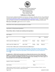 Notification of a Home School - New Mexico