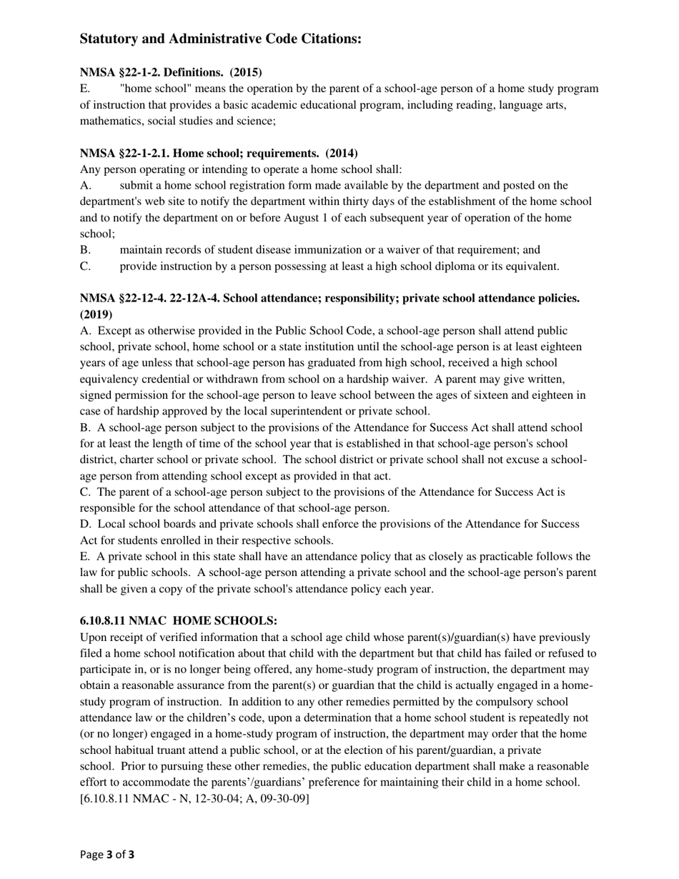 Notification of a Home School - New Mexico, Page 3