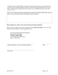 State Advisory Panel Nomination Form - Individuals With Disabilities Education Act (Idea) - New Mexico, Page 3