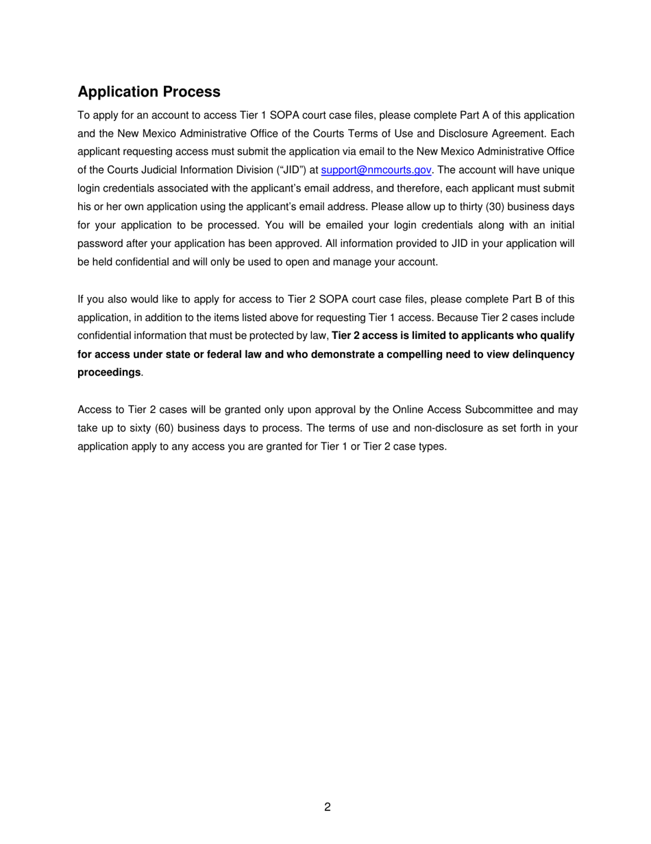 Fbi Justice Partner Application for Online Access to New Mexico Judiciary Secure Court Cases - New Mexico, Page 2