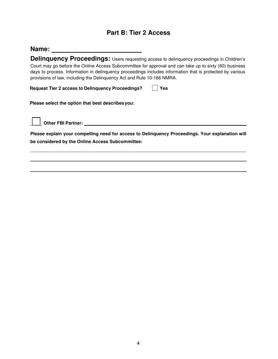 Fbi Justice Partner Application for Online Access to New Mexico Judiciary Secure Court Cases - New Mexico, Page 4