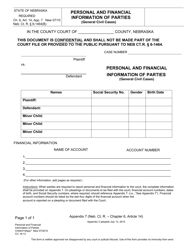 Document preview: Form CC16:13 (CH6ART14APP7) Personal and Financial Information of Parties (General Civil Cases) - Nebraska