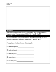 Form A-1299 Title VI Complaint Form - New Mexico, Page 2