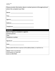 Form A-1299 Title VI Complaint Form - New Mexico, Page 3