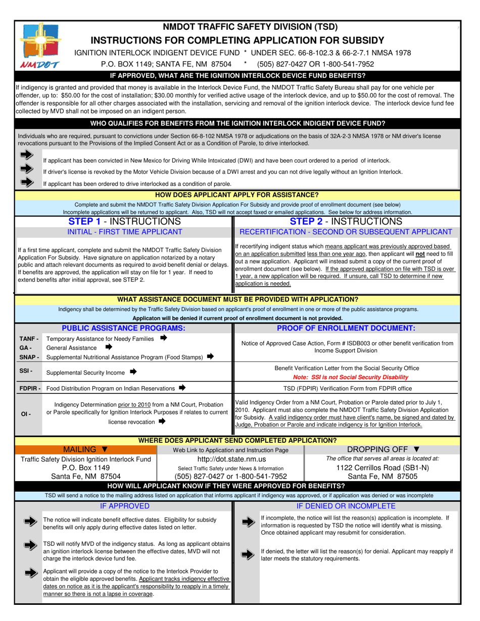 New Mexico Application for Subsidy - Fill Out, Sign Online and Download ...