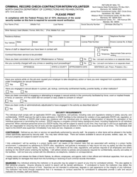 Form SFN17216 &quot;Criminal Record Check-Contractor/Intern/Volunteer&quot; - North Dakota