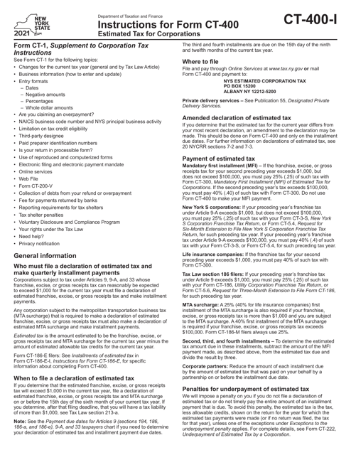 Form CT-400 2021 Printable Pdf