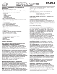 Instructions for Form CT-400 Estimated Tax for Corporations - New York