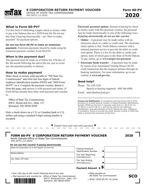 Form 60-PV (SFN28751) 2020 Printable Pdf