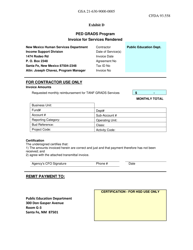 Document preview: Exhibit D Invoice for Services Rendered - Ped Grads Program - New Mexico