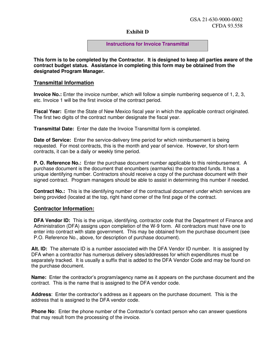 Exhibit D Invoice Transmittal - Early Childhood Education Care Department - New Mexico, Page 3