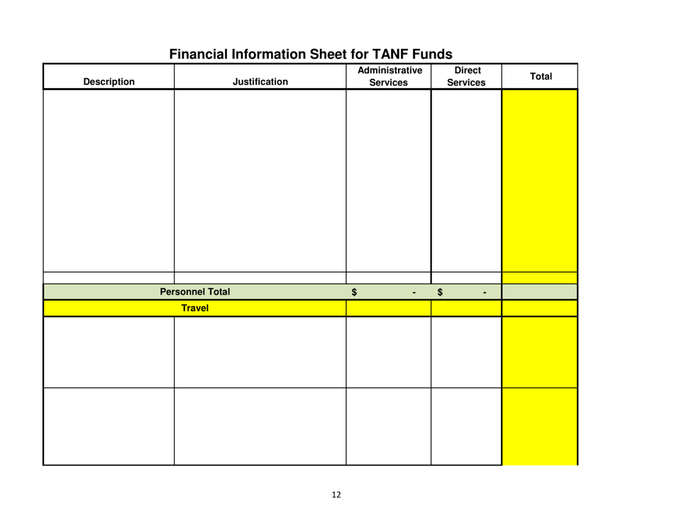 Exhibit G Financial Information Sheet for TANF Funds - New Mexico, Page 2
