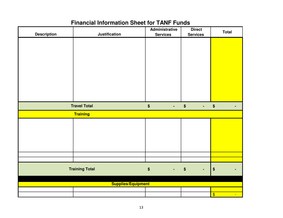 Exhibit G Financial Information Sheet for TANF Funds - New Mexico, Page 3