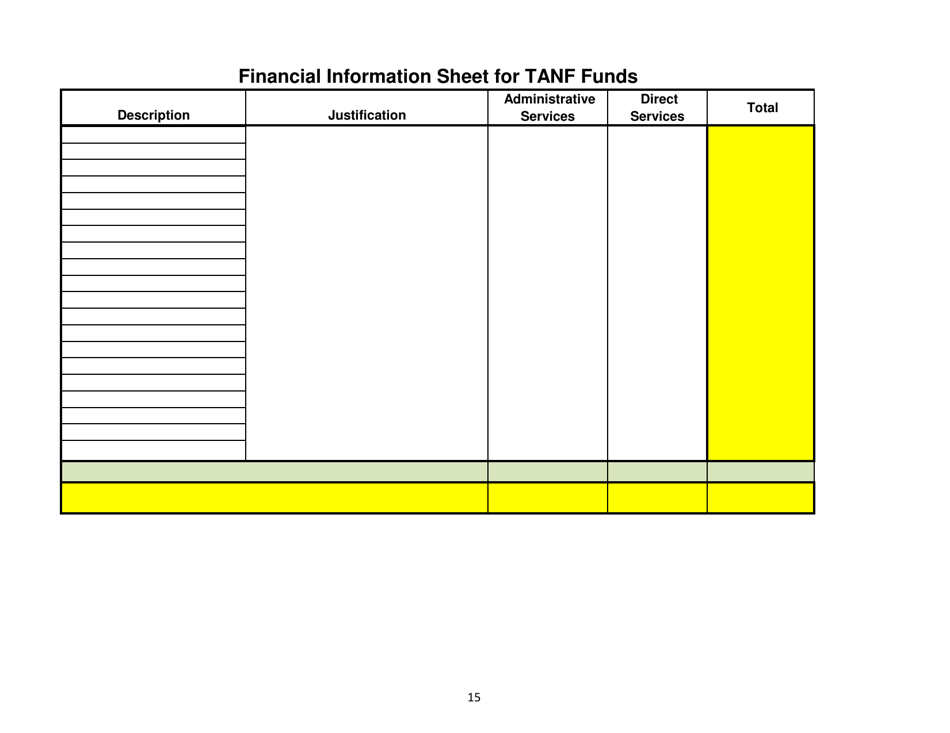Exhibit G Financial Information Sheet for TANF Funds - New Mexico, Page 5